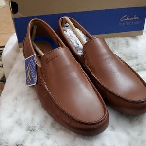 Clarks Men Loafer Size 10 Markman Plain Dark Leather NWTB